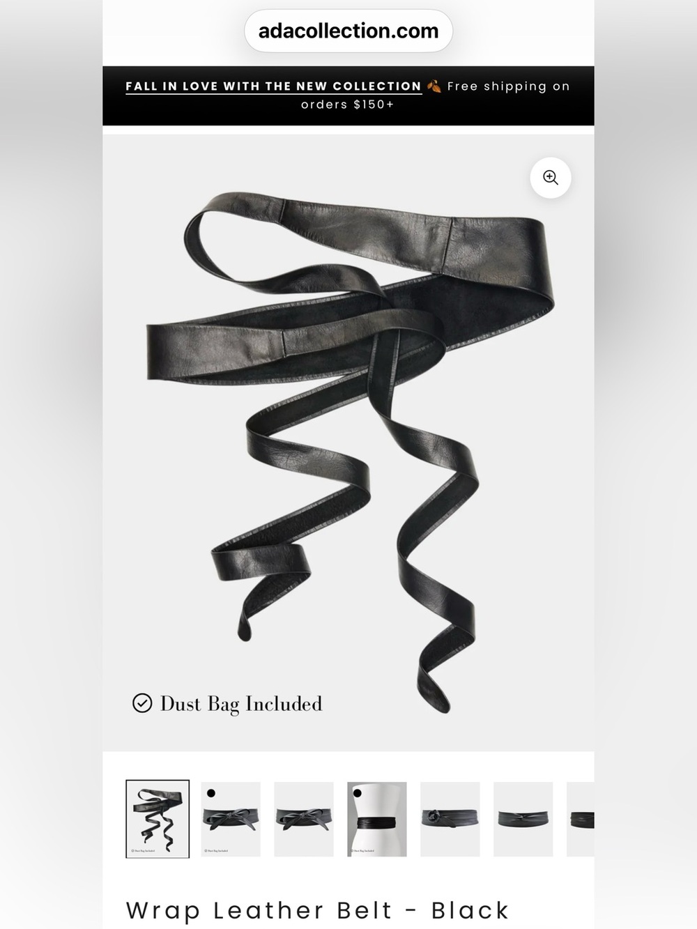 Black Leather Wrap Belt -